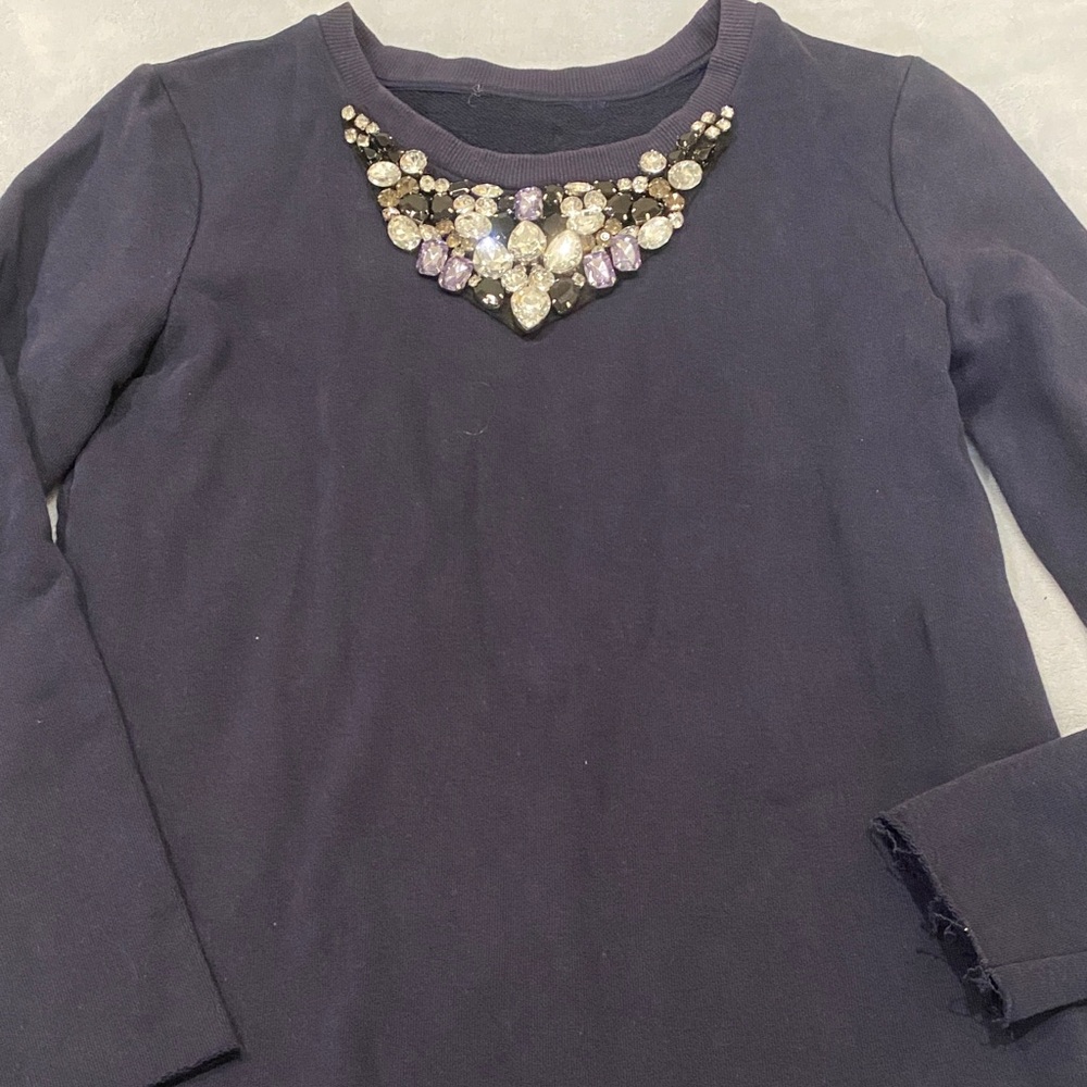 Chic Embellished Navy Sweater
